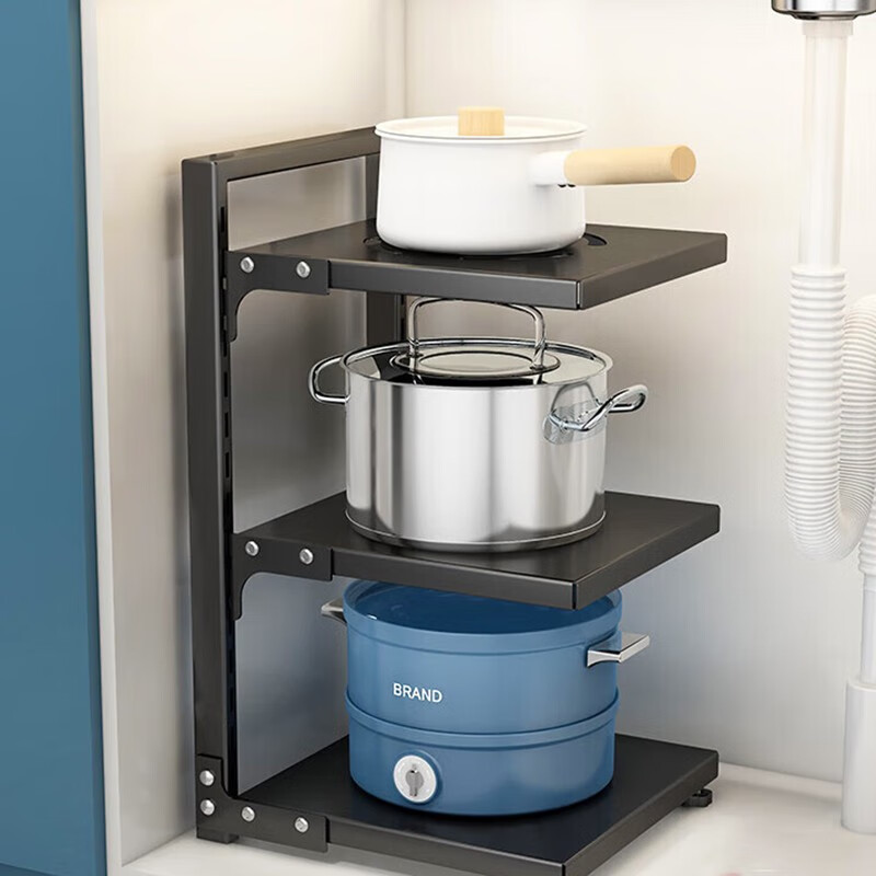 公圣耀厨房置物架家用落地多层锅具收纳多功能台下水槽橱柜放锅架台面
