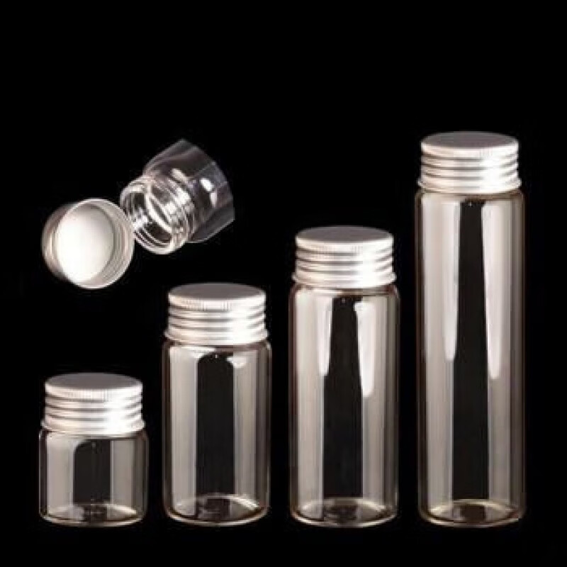 充阳 玻璃瓶密封罐小号分装沉香带盖试剂样品瓶 迷你标本瓶 100毫升(47*90)银盖