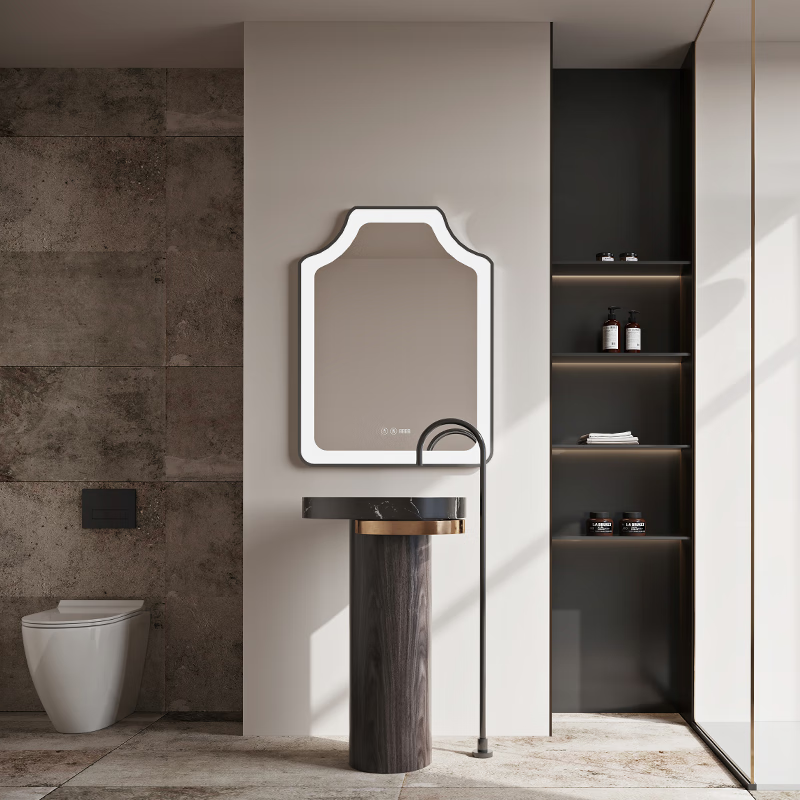 瑞太浴室镜带灯智能镜led卫生间复古化妆镜防雾双键开关磨砂可定制