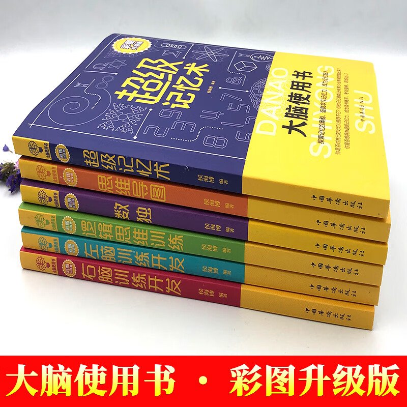 大脑使用书：超级记忆术，思维导图，数独，逻辑思维训练，左脑训练开发，右脑训练开发（彩图升级版）（套装全六册）详情图