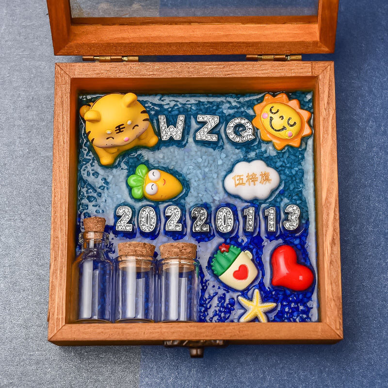 树脂鼠年虎年宝宝胎毛纪念品diy新生婴儿胎发保存 a1复古色-虎头虎脑