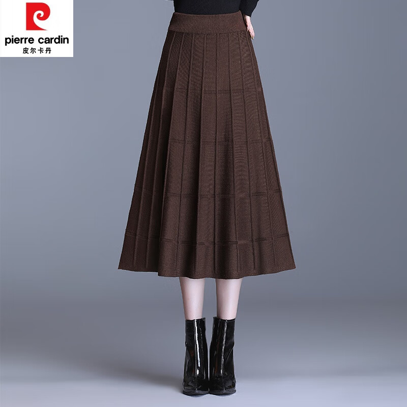 皮尔卡丹（pierre cardin）冬季针织裙冬裙女半身裙
