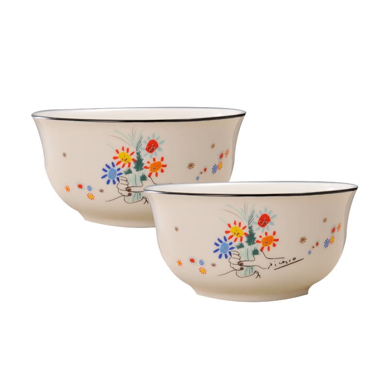 Picasso 畢加索《友誼之花》藝術(shù)餐具套裝 4.5寸碗 2件套