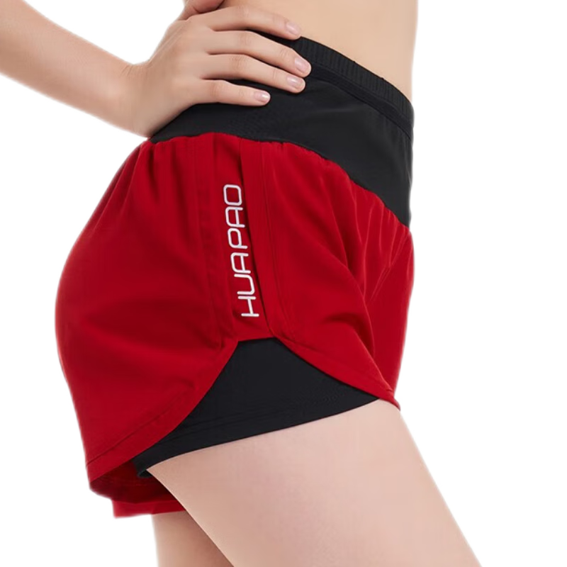 画跑HUAPAO隐形腰包设计专业运动速干短裤男女透气跑步训练健身夏季 女款红色 L