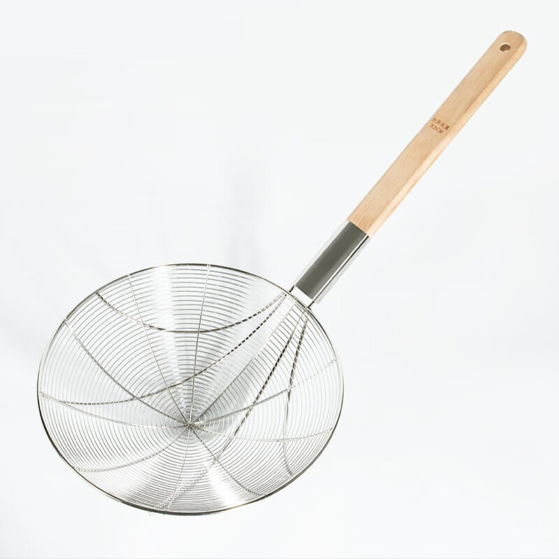 oimg 不锈钢木柄笊篱 大漏勺 漏网 商用厨房大号漏勺 防滑防烫加厚