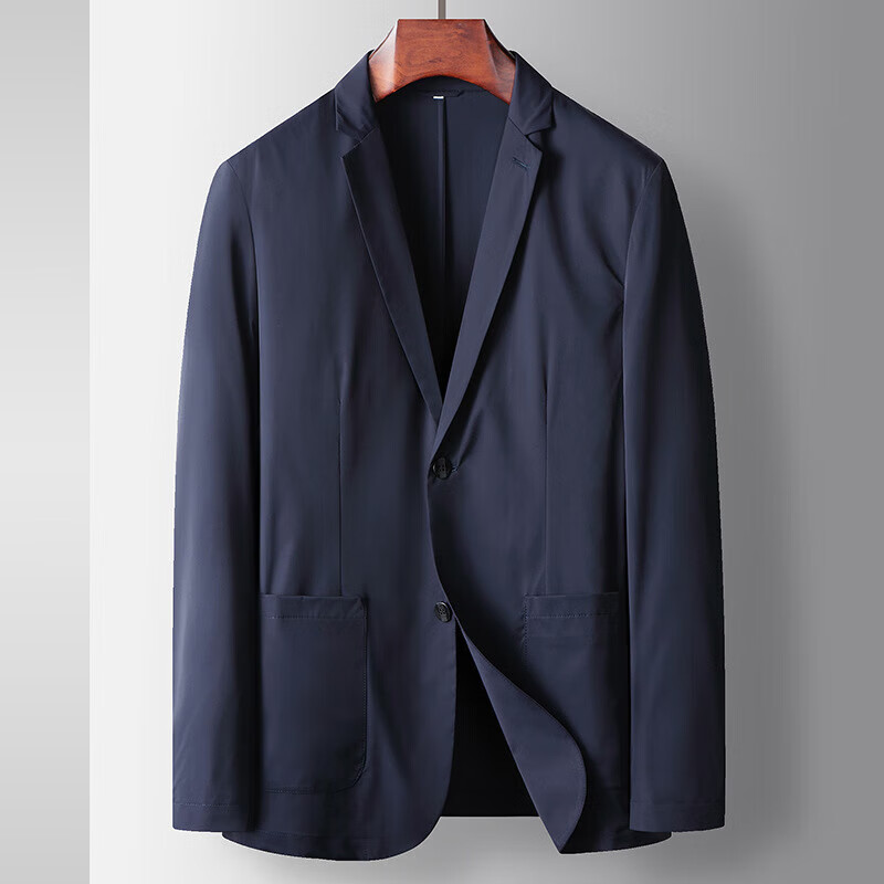 incofan轻奢高端品牌西服男春夏薄款免烫单西色商务休闲西装外套 蓝色