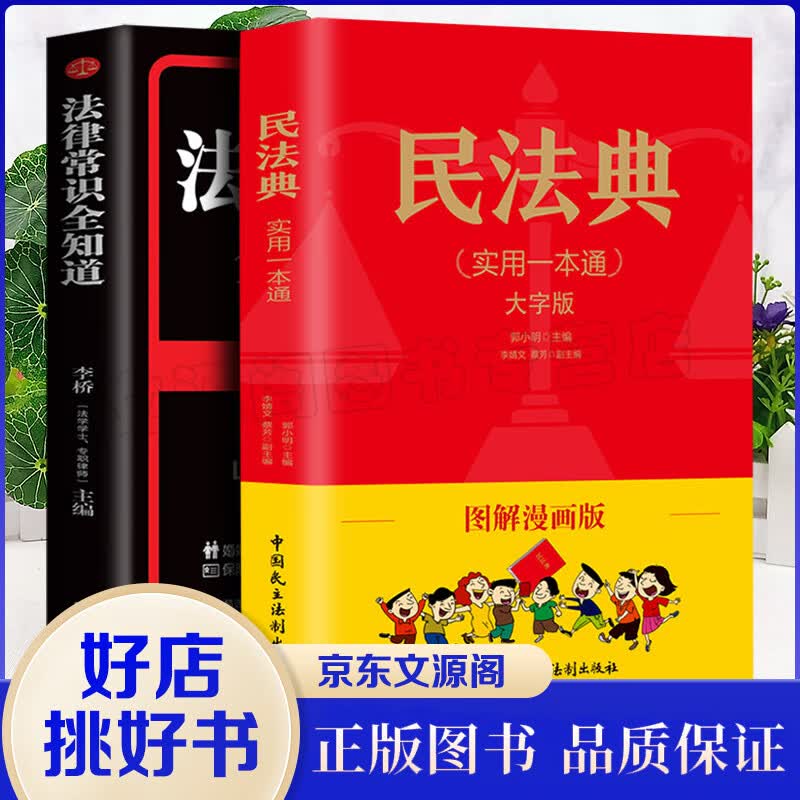【2册】民法典漫画版彩印+法律常识全知道 实用一本通大字版民法典中法律常识收录社会生活中常见普遍法律典型案例法律书