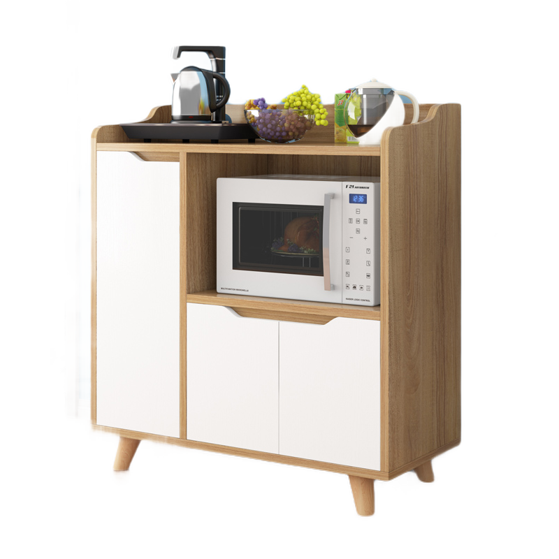 唯旺北欧实木餐边柜简约现代茶水柜餐厅微波炉柜厨房储物柜碗柜收纳小柜子 黄梨木+白门长90宽40高98+入户包安装