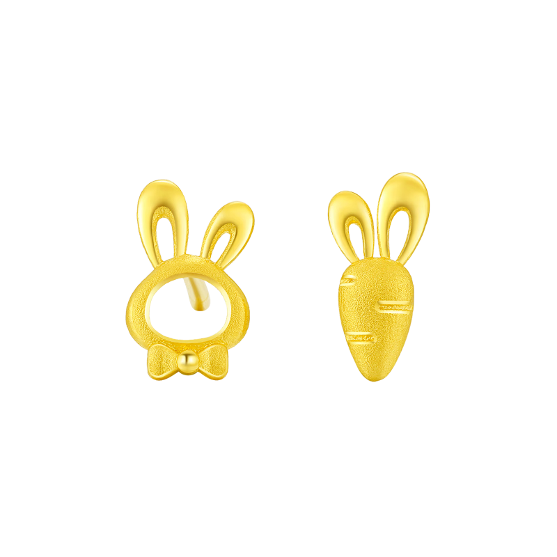 賽菲爾復(fù)購(gòu)補(bǔ)貼 黃金耳飾足金999.9生肖卡通兔子胡蘿卜耳釘養(yǎng)耳棒 約1克