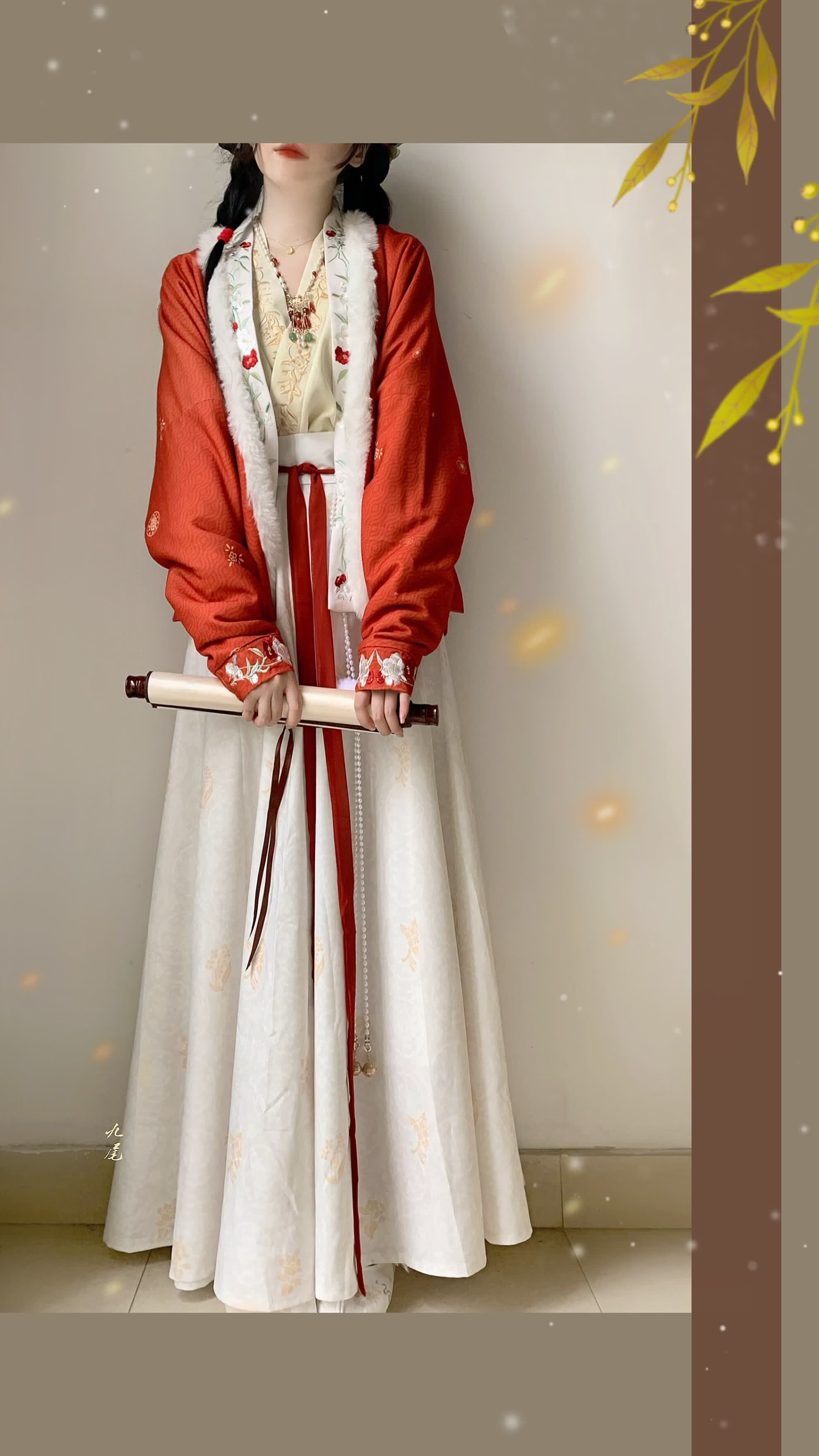 波之兴覆雪山茶 原创汉服女冬季保暖加厚宋制飞机袖破裙日常映春涧