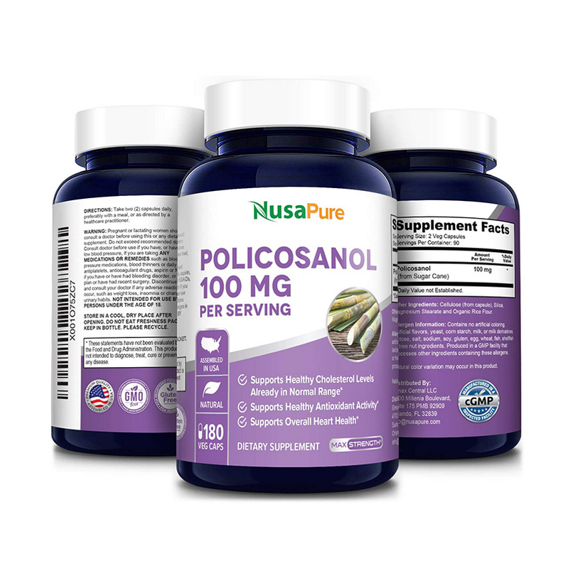 美国直邮 nusapure policosanol 二十八烷醇胆固醇支持 胶囊180粒