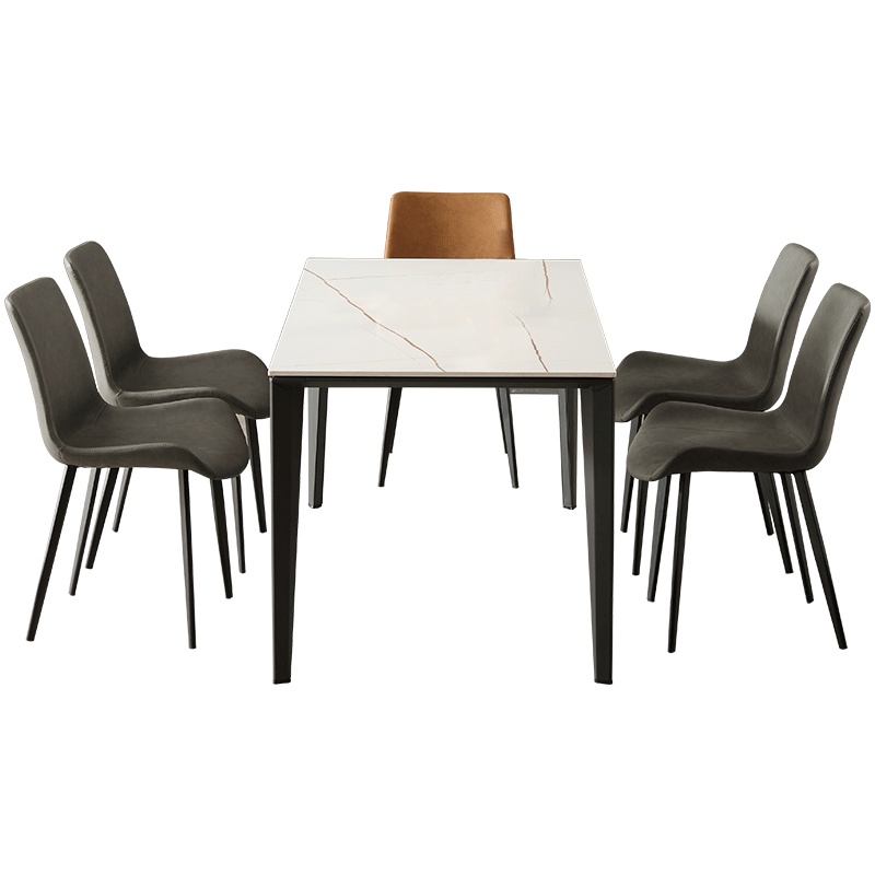 DC意大利进口岩板餐桌轻奢极简餐厅 套装长方形家具组合1.4m1.6米一桌四椅1桌6椅【实心铝框架】 1.4m餐桌