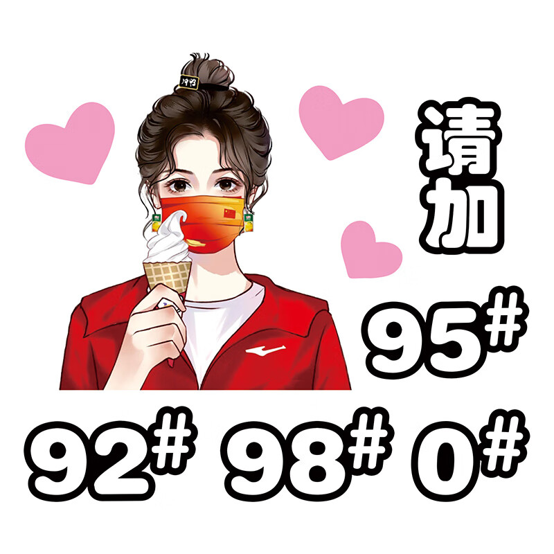 贴加油盖贴959298可爱创意卡通防水网红头像 油箱盖贴【运动装少女】