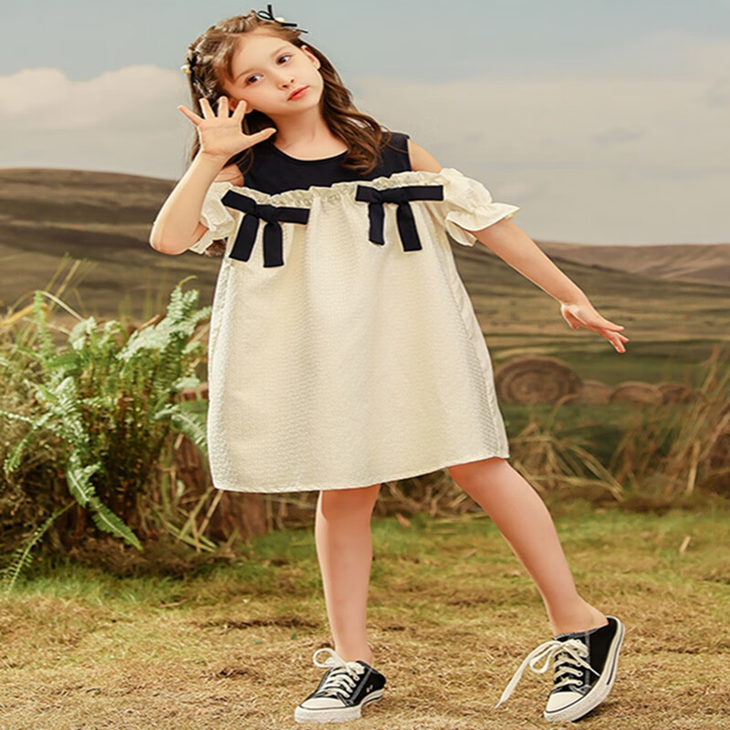 betty boop贝蒂童装女童连衣裙女大童夏款裙子 郁金香粉 130cm