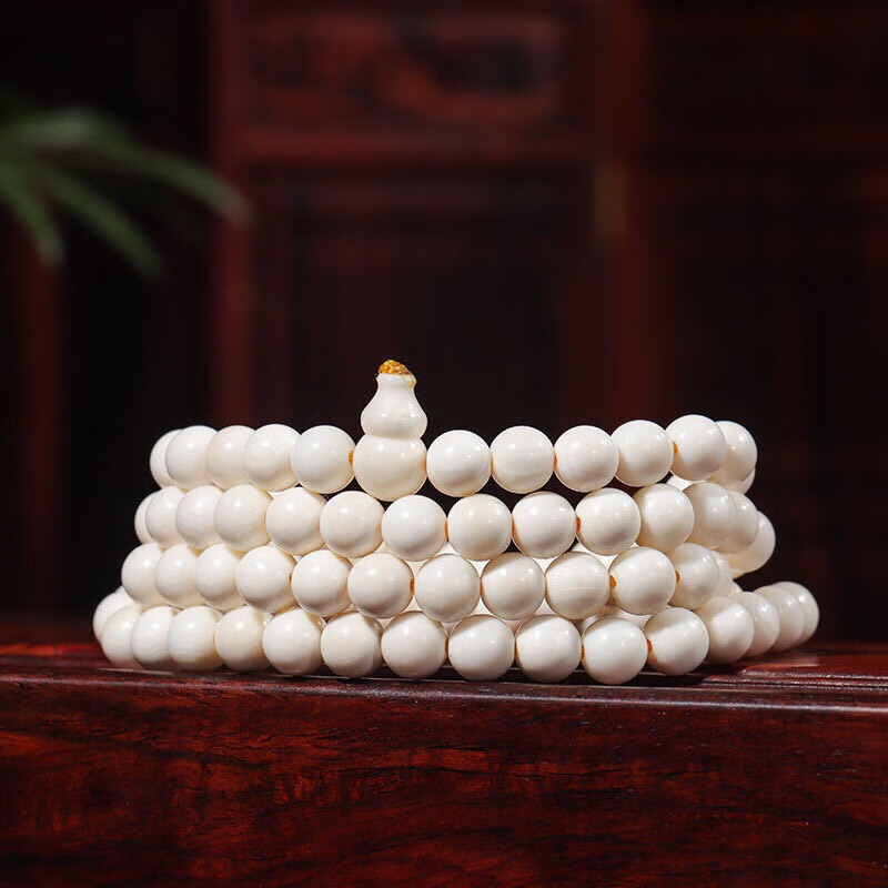 一北 5a级猛犸象牙 白冰料108颗 圆珠佛珠手持念珠 多圈手串手链 项链