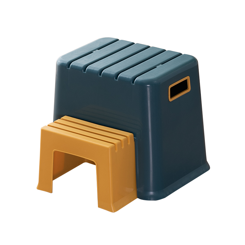 好尔塑料凳子加厚宝宝洗手踏脚垫脚阶梯凳脚踩增高楼梯二层小凳子 组合凳墨蓝黄