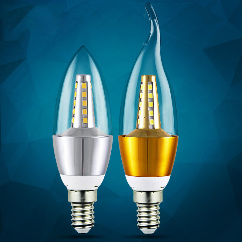 域能 led蜡烛灯泡螺口节能灯水晶吊灯光源 【满天星】e14小螺口 银色