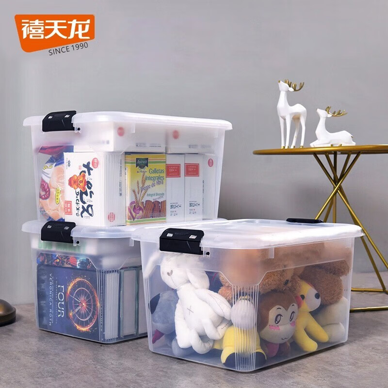 禧天龙（Citylong）透明收纳箱大号塑料搬家箱衣服玩具收纳整理箱 三个装【长47.5*宽35.5*高26CM】