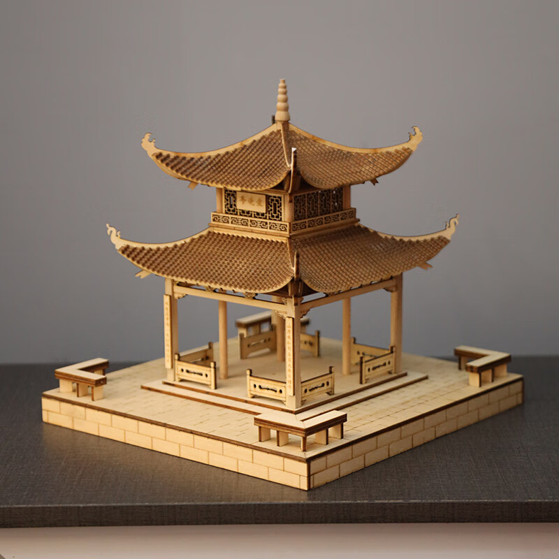 新中式成品中国风古建筑模型摆件 木质办公室摆设高档礼品文旅产品来