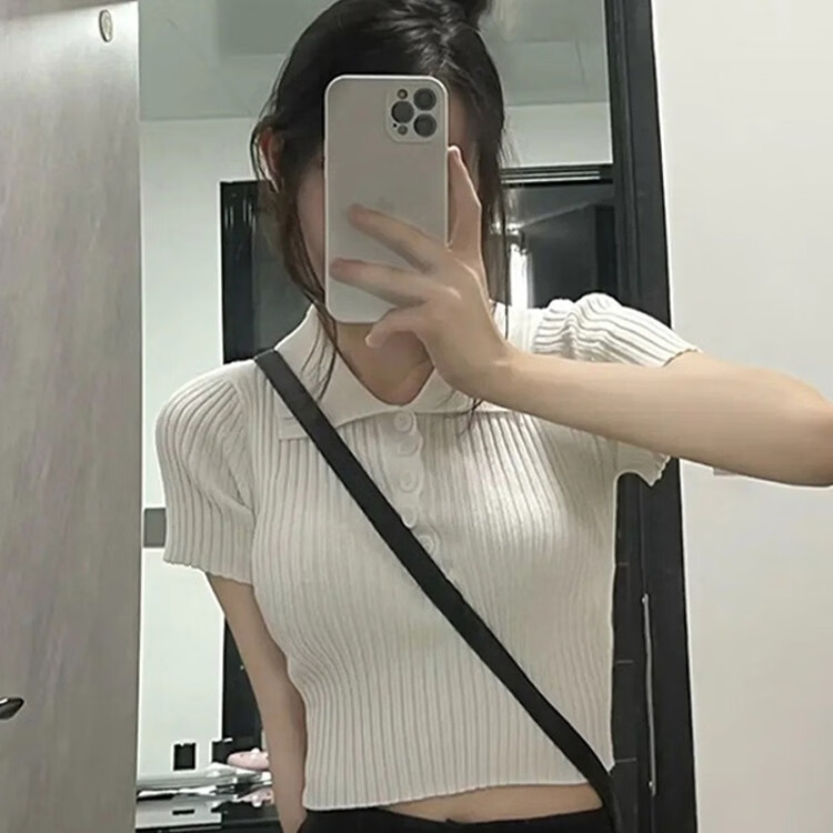 nzglr紧身短t女正肩t恤白色短袖t恤女夏季2023新款独特别致修身 照片