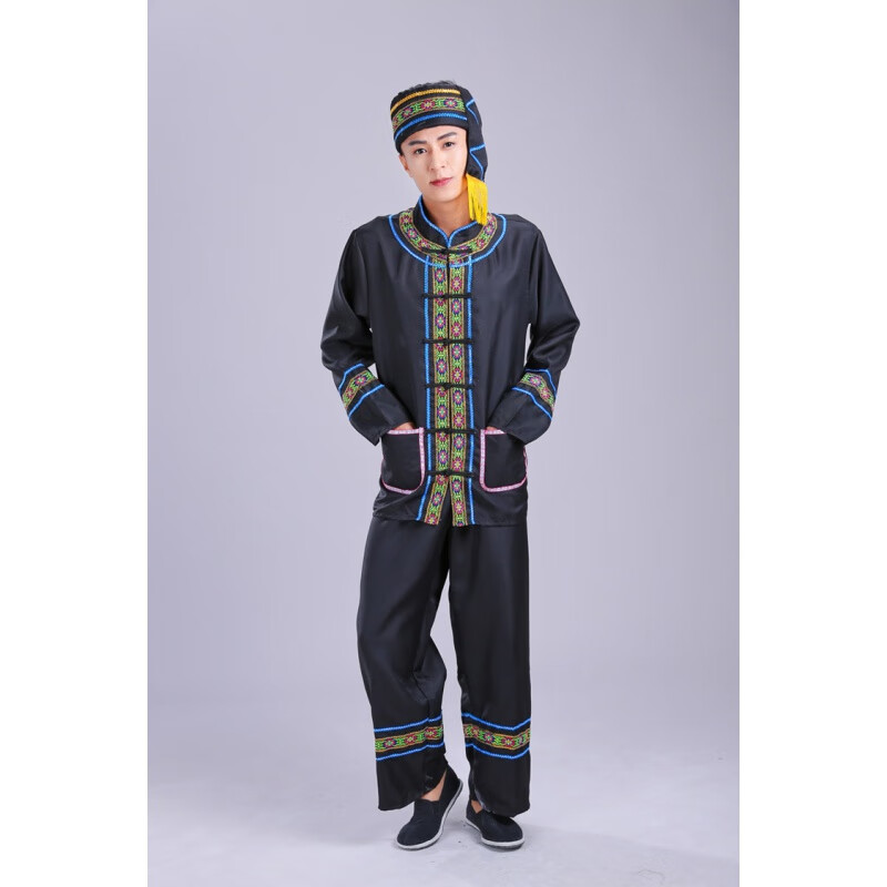 族服装男新款少数民族演出服成人苗族舞蹈服装壮族瑶族表演服装男装 c