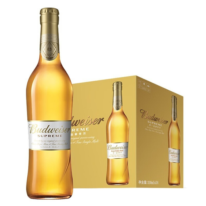 百威(budweiser)百威啤酒(华东价格)送礼自饮佳品 金尊330ml*24瓶