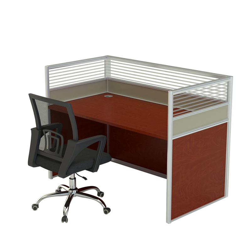 荣将办公桌屏风工位红胡桃1200*1100*600mm含椅