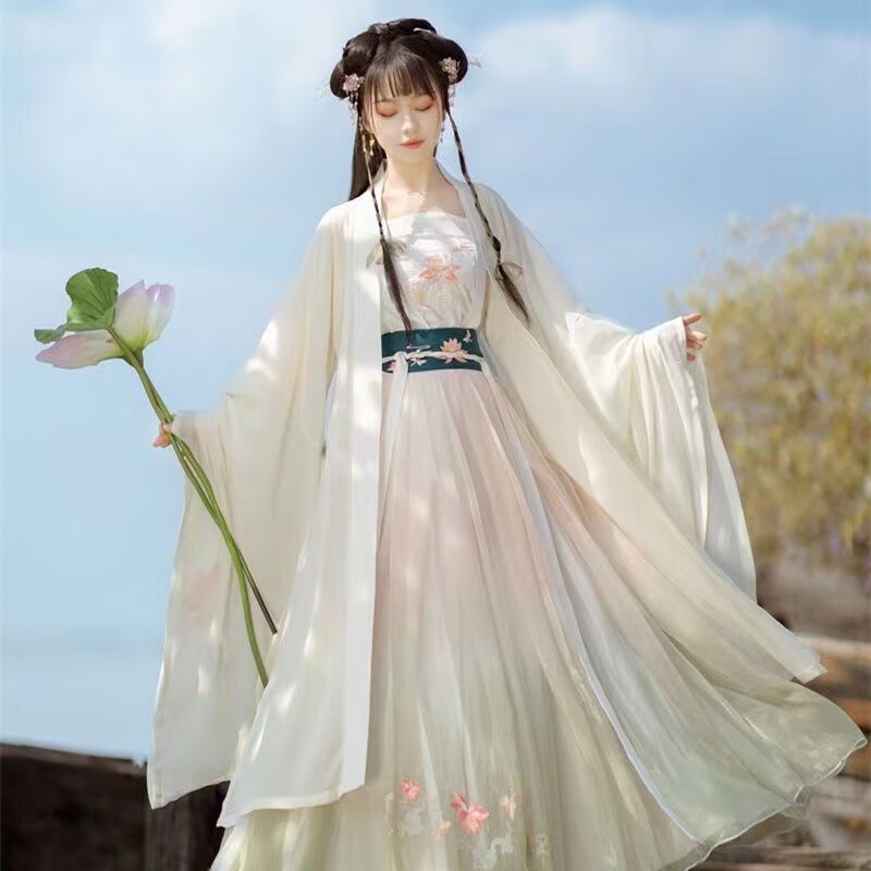 川隼汉服成人女圆领短衫褶裙唐褙子原创宋制齐腰中国风古装襦裙古风女