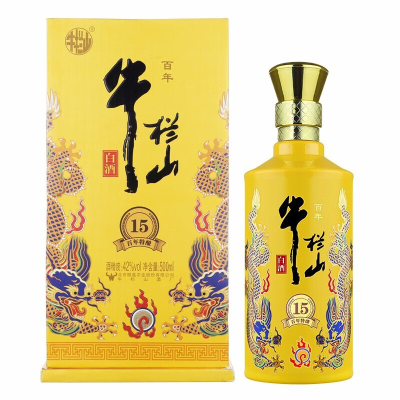 【jd快递】百年牛栏山 北京二锅头白酒 牛栏山小黄龙 42度 500ml 百年