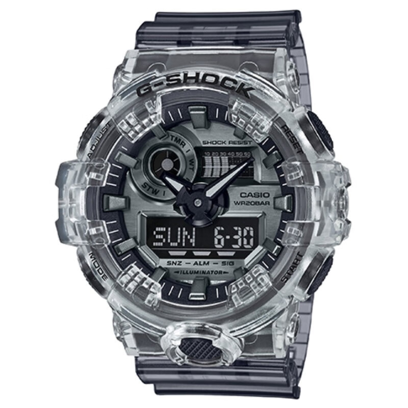 Casio卡西欧手表 G-SHOCK 冰川冰韧系列35周年限量透明金防震防水LED照明运动男表 GA-700SK-1A