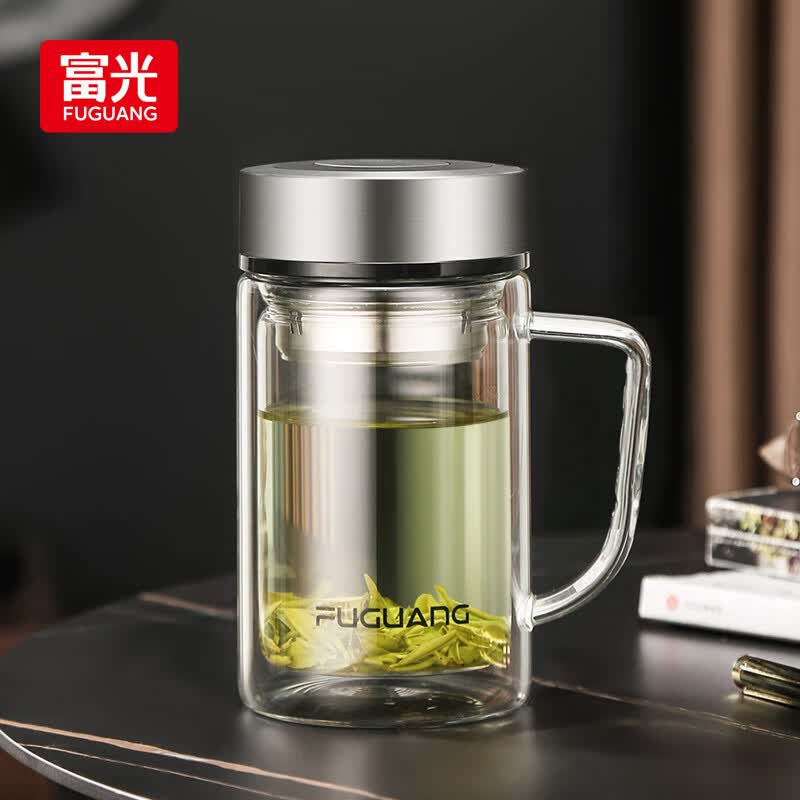 富光玻璃杯大容量带茶隔水杯 便携带把泡茶杯子办公玻璃水杯透明带盖怎么看?