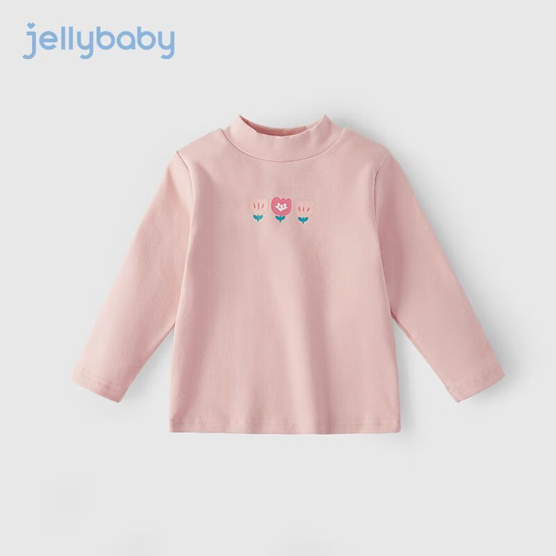 JELLYBABY【休闲上衣】2024年春季新款女童长袖T恤儿童打底衫 粉红 100