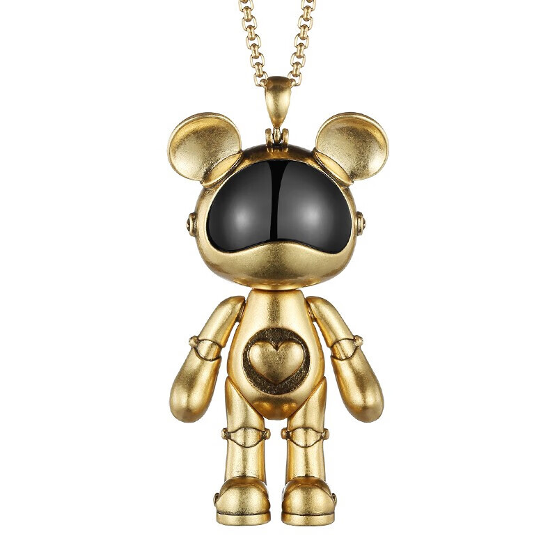 星际熊轻奢单品高级质感铜材质时尚中性吊坠项链个性礼物情侣饰品 古