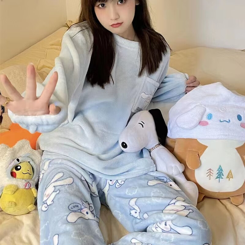 JINGMIAN法兰绒秋冬女士休闲亲肤品牌可外穿家居服睡衣套装 9玉桂狗 XL码 110-120斤高性价比高么？