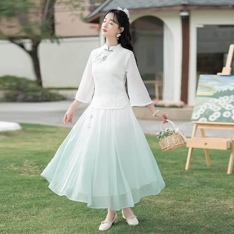 知特改良汉服日常可穿上衣民国风复古小洋装唐装女中国风旗袍古风连衣