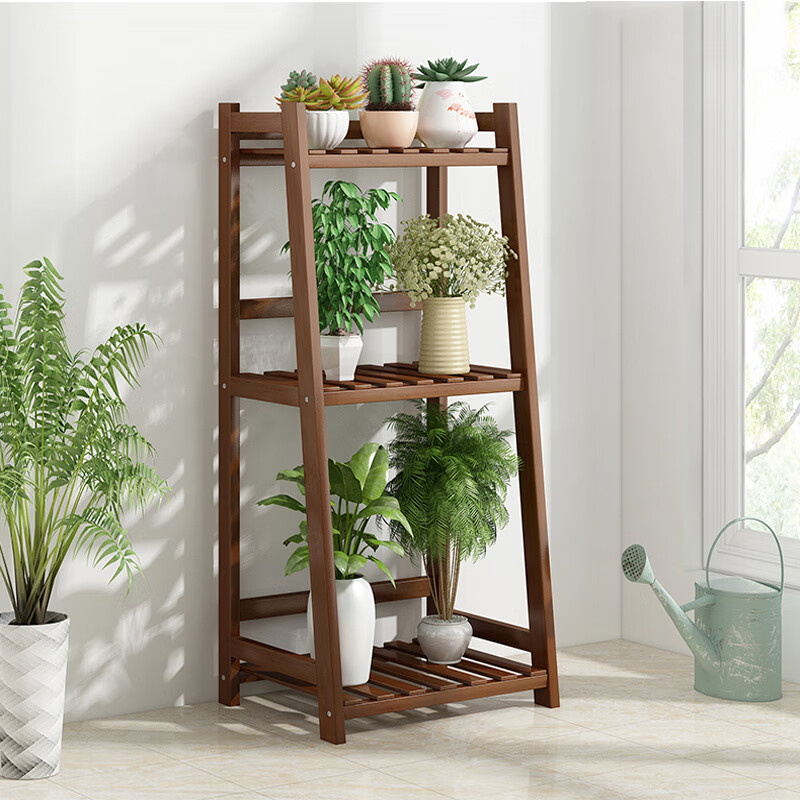 花架子多层梯形花架楠竹室内外阳台多肉植物置物架现代简约花摆 3层50