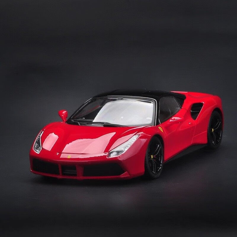 模型458加州模型跑车汽型合金仿真收藏 红色全新法拉利488车模精细版