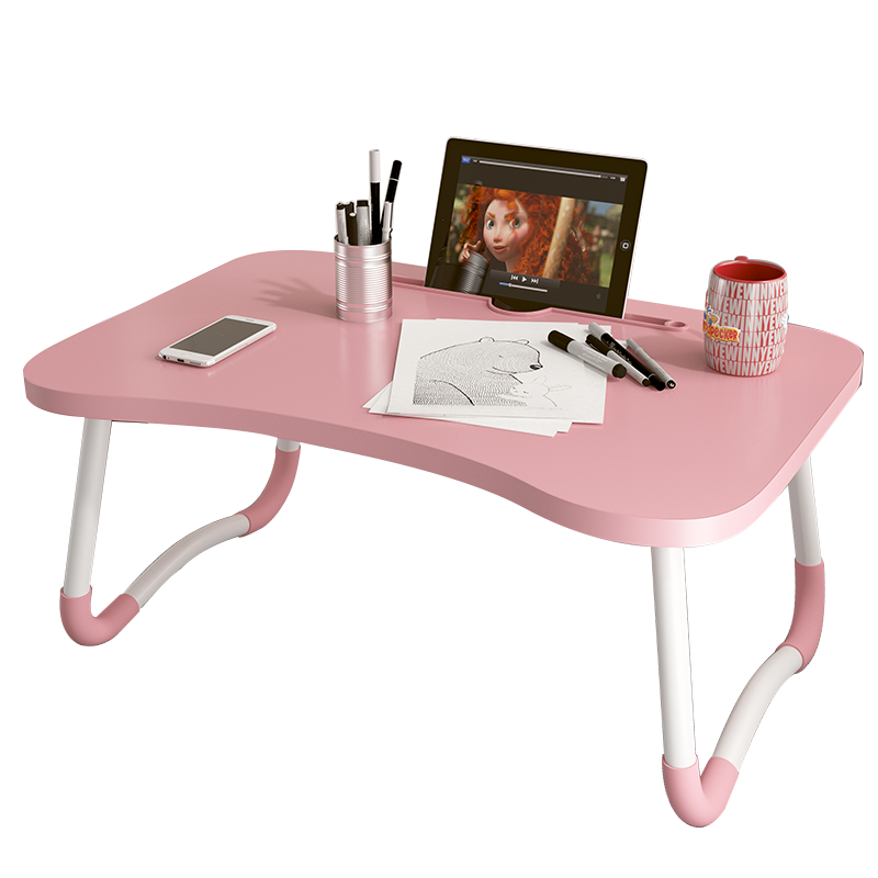 奇晟铭源 床上电脑桌 床上书桌笔记本电脑桌折叠桌小桌子学生学习桌宿舍单人桌子ipad支架40*60cm粉色 LC-002