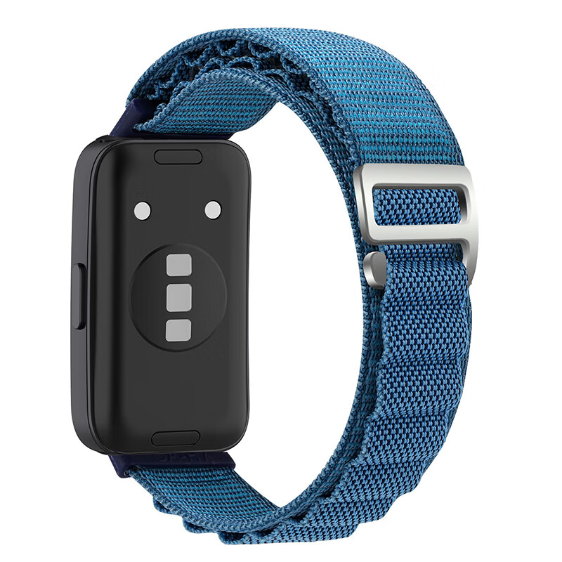 毕亚兹 华为手环8表带 8代NFC版可替换尼龙高山回环挂扣手环腕带 个性透气防水耐脏智能运动手环带 蓝色-BD55