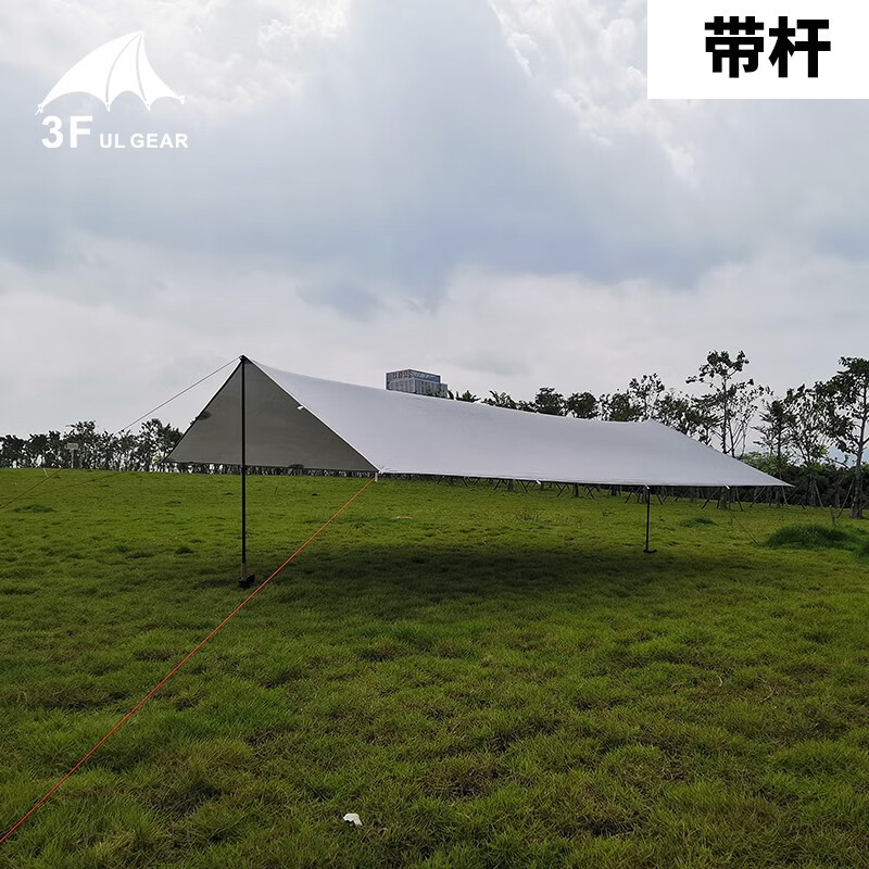 三峰出15D涂硅涂銀天幕三峰出露營帳幕戶外防曬防風(fēng)雨沙灘帳釣魚遮陽蓬 15D涂銀 灰白 4×3（帶桿）