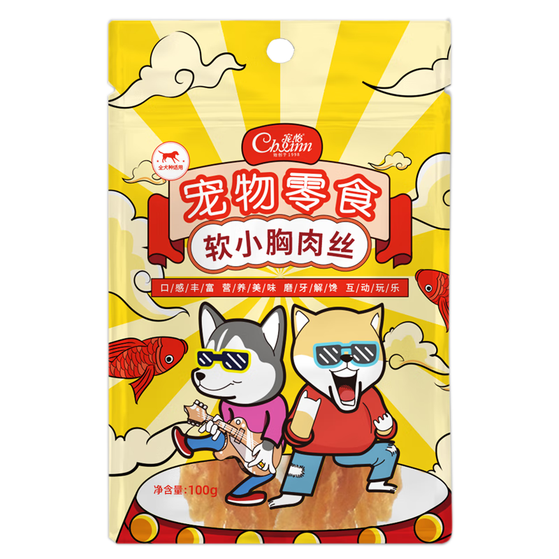 CHOWINN宠怡狗狗零食鸡肉软丝鸡肉条软小胸肉丝泰迪金毛柯基幼犬训犬奖励 100g*10包