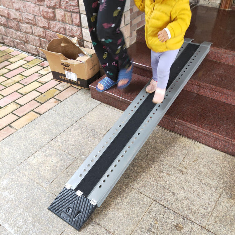可折叠无障碍坡道板摩托轮椅电动车上车上楼台阶板斜坡板装车板 1m长