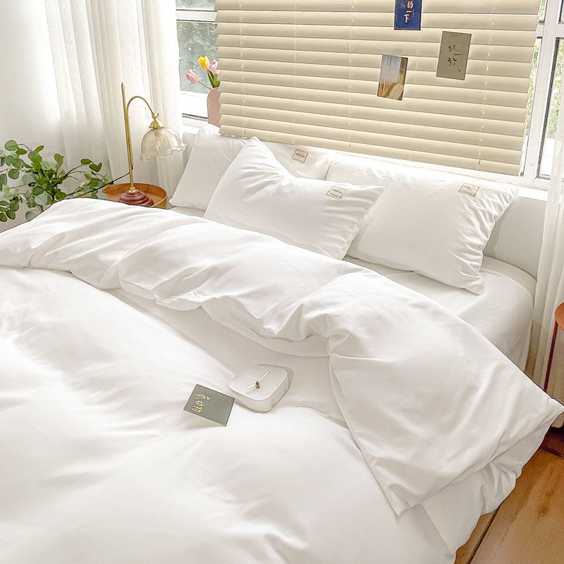 被子四件套加被芯和枕芯酒店被子四件套全套装带被芯枕芯纯白色被套