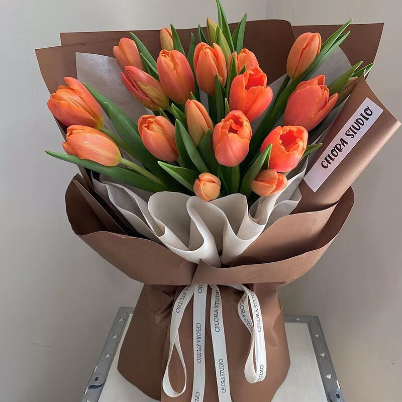 鲜花情人女神节进口郁金香鲜花花束同城配送老婆闺蜜男女友朋友生日