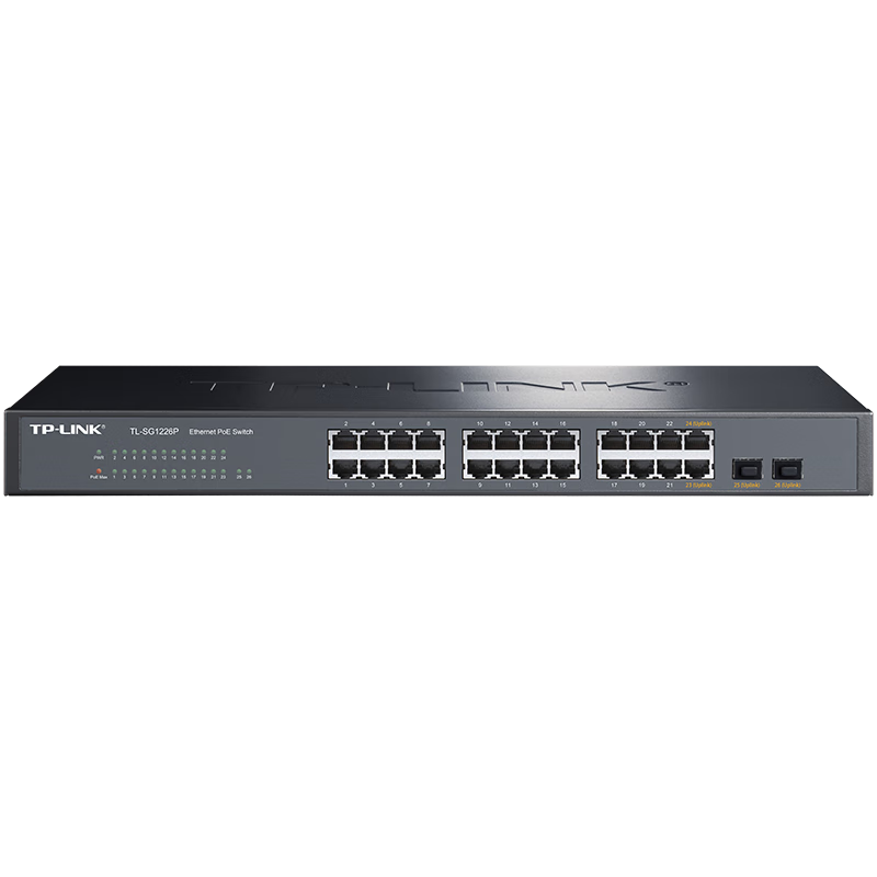 普联(TP-LINK)24口全千兆+2千兆SFP PoE交换机 企业级分流器 分线器TL-SG1226P