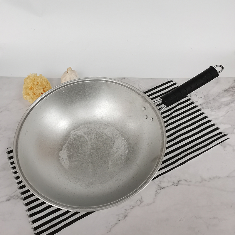 吕锅炒菜铝制炒锅家用圆底尖底吕炒菜锅加厚老式纯铝锅铝炒勺手工锅无