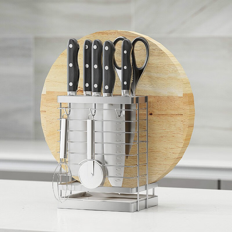 delwins 厨房刀架刀座304不锈钢家用菜刀架砧板架插刀放刀具置物架