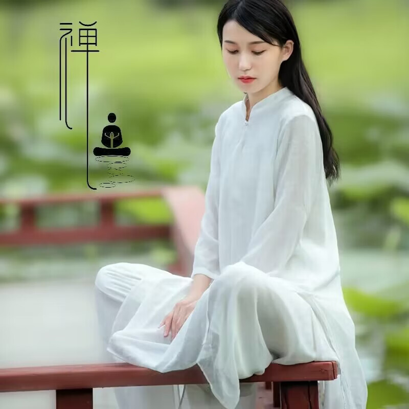 悠扉岚居士服女佛教衣服禅服佛系女夏天士套装棉麻改良修行拜佛打坐素