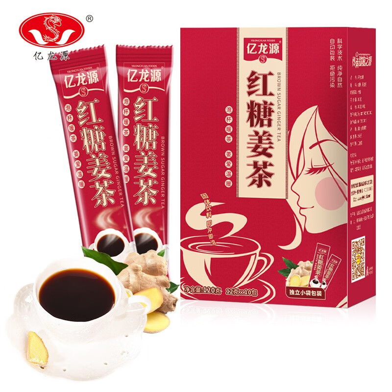亿龙源 速溶红糖姜茶120g/盒