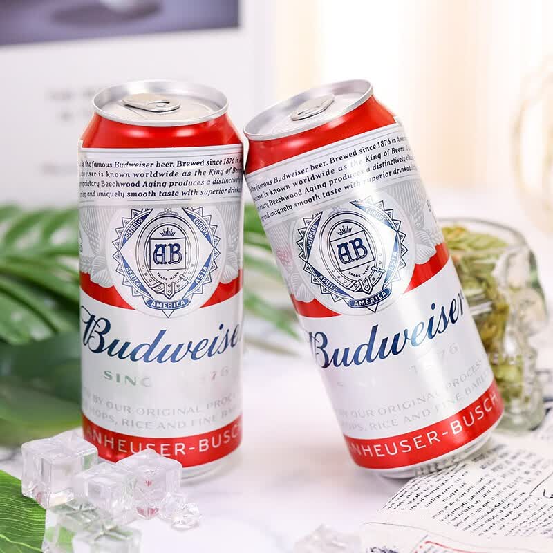 百威啤酒budweiser经典醇正 淡色拉格黄啤酒 整箱装 6罐装红罐